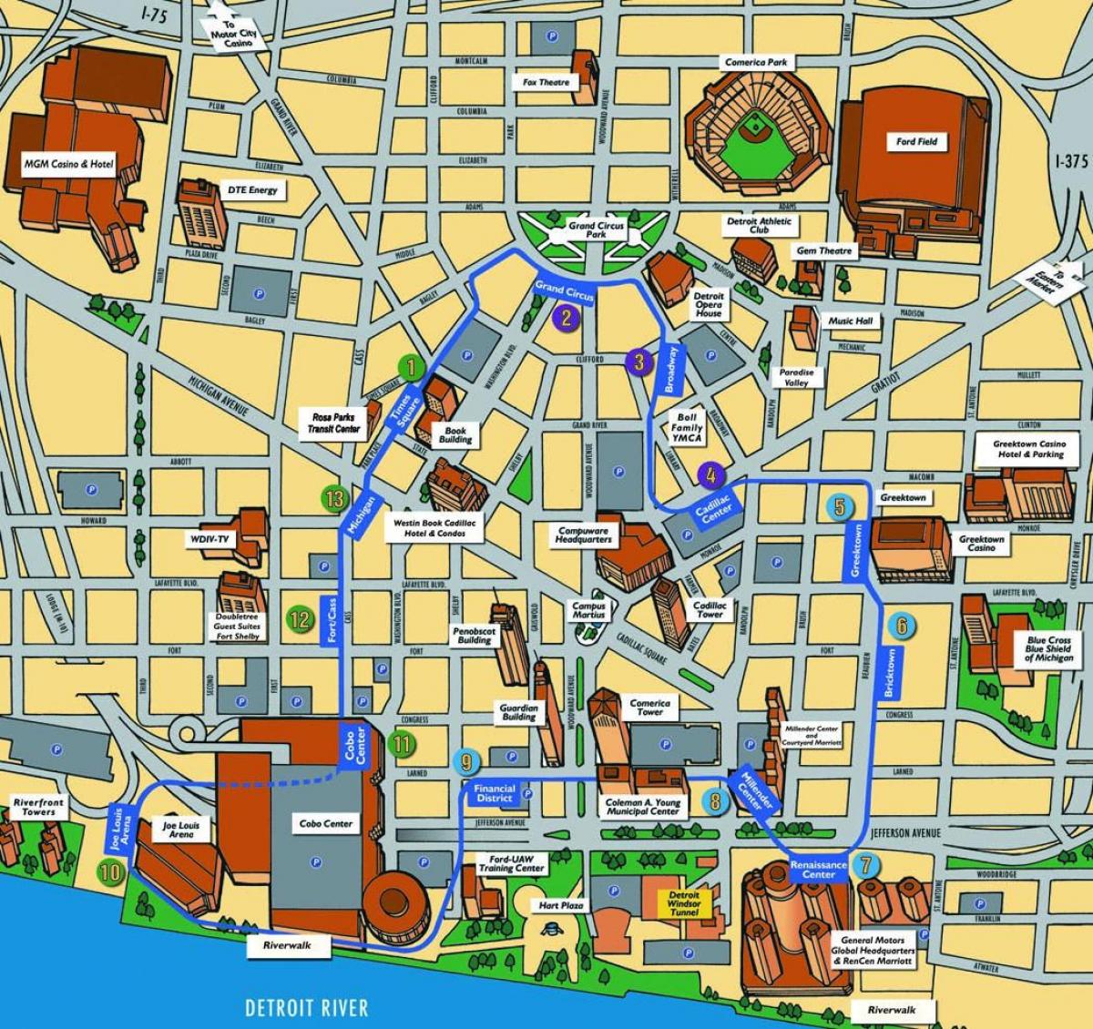 Детройт туристическое карте