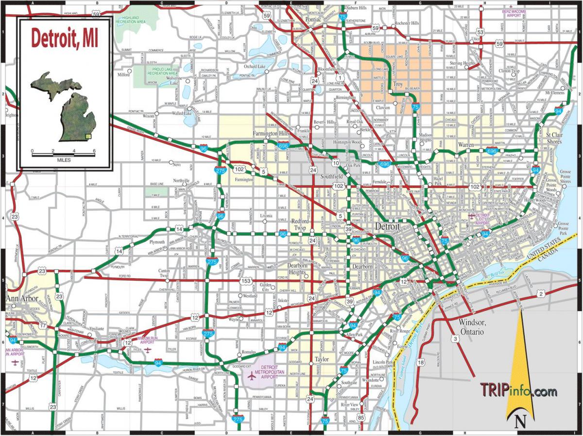 Детройт мичиган карта