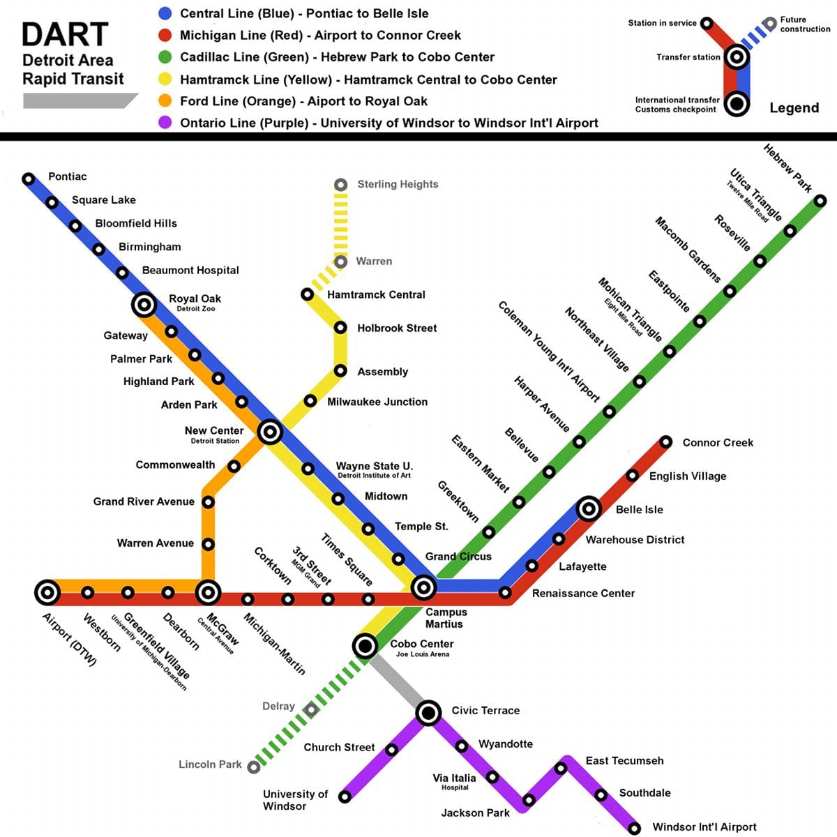 Метро Детройт карте