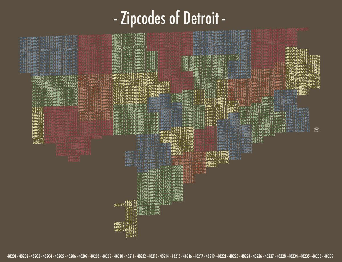 Почтовый индекс карта Детройт