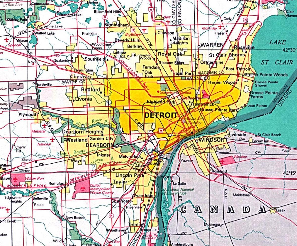 карте Детройта