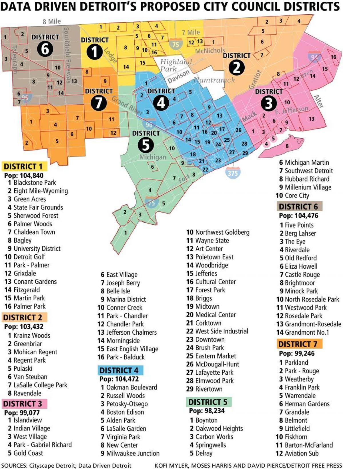 карта окрестностей Детройта