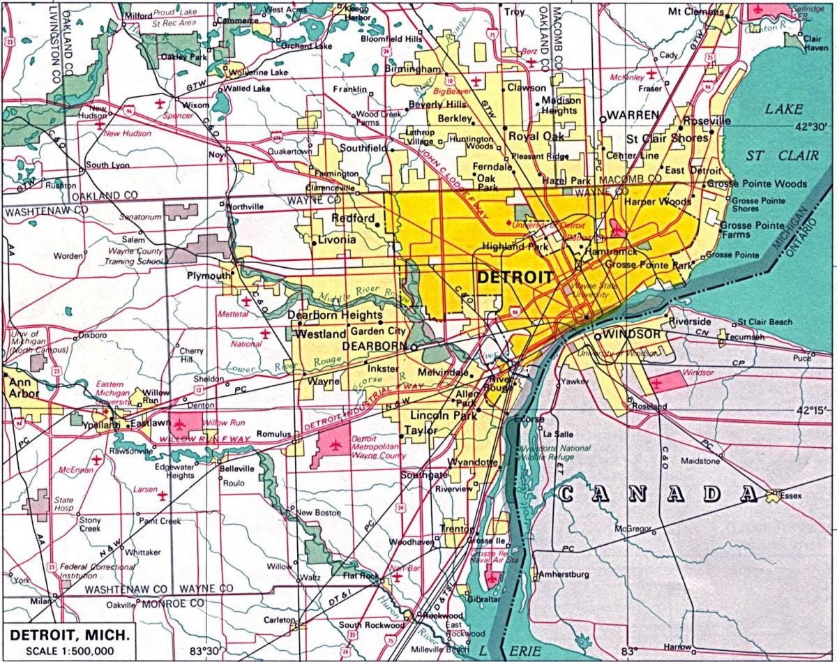 пригороде Детройта карте