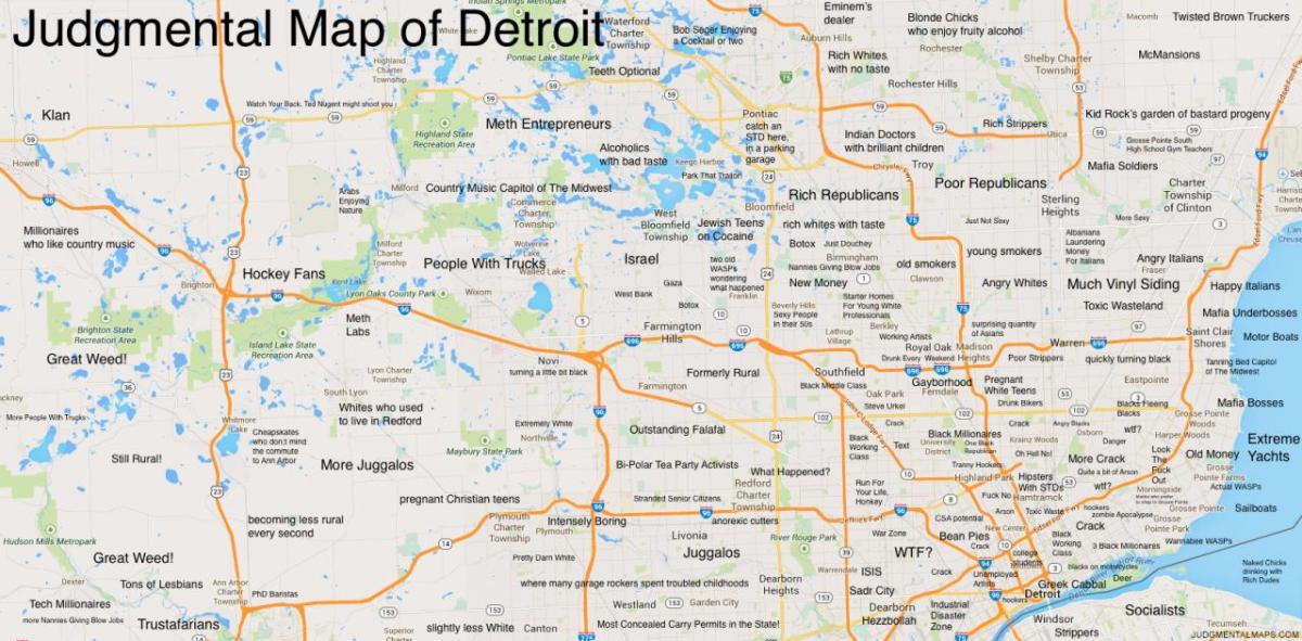осуждать карте Детройта