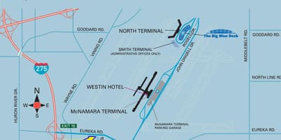 Детройт Международный аэропорт карте