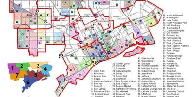 Район Детройта карте